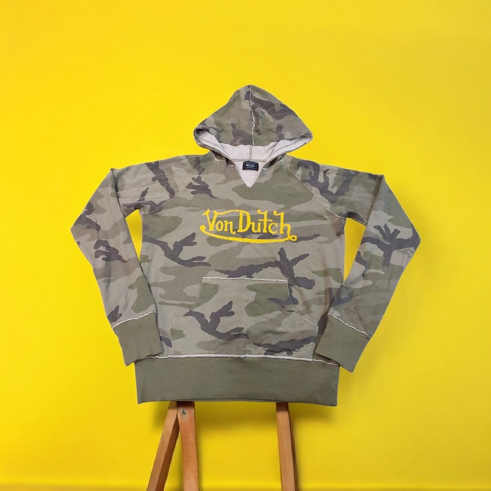 Y2K Von Dutch V-Allea G Hoodie Camo Womens Juniors Size L